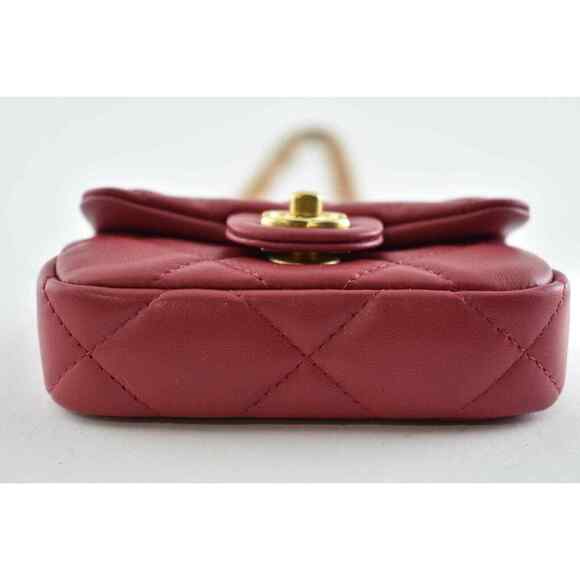 Chanel 21A Pink Mini Flap Card Holder With Chain Handle Shoulder Crossbody Bag - Picture 12 of 12